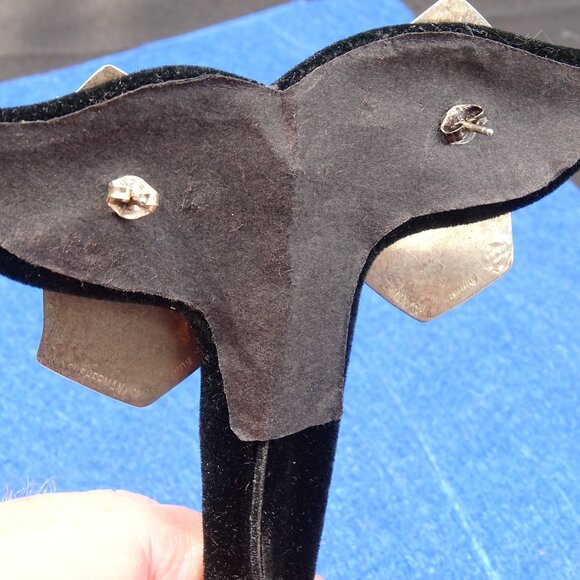 Sterling Silver Large Hand Designed Pierced Earrings Signed - Picture 8 of 8